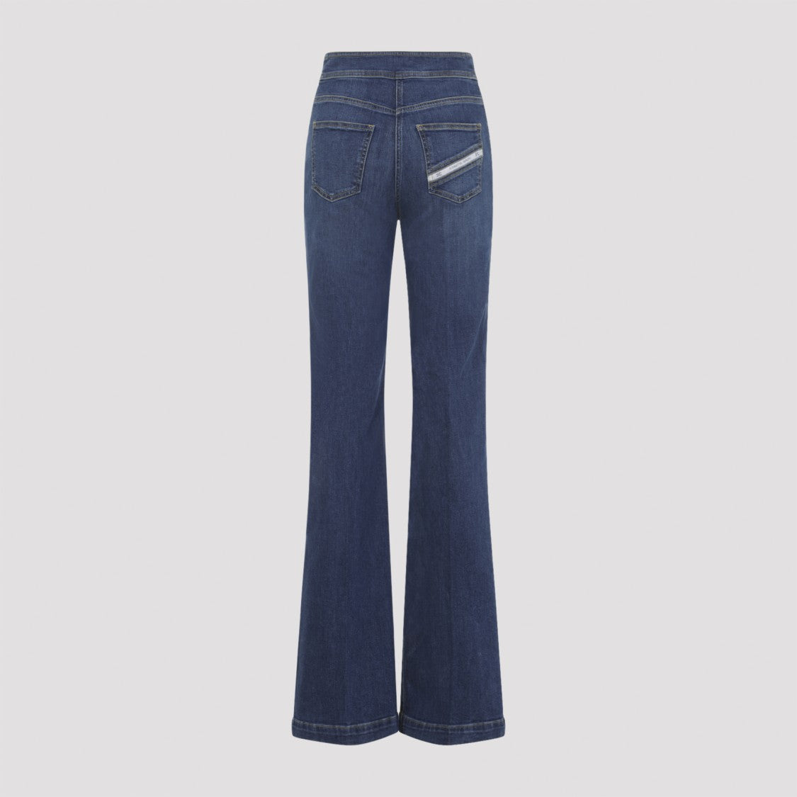 Elisabetta Franchi High-Waisted Flared Jeans With Decorative Gold Hardware