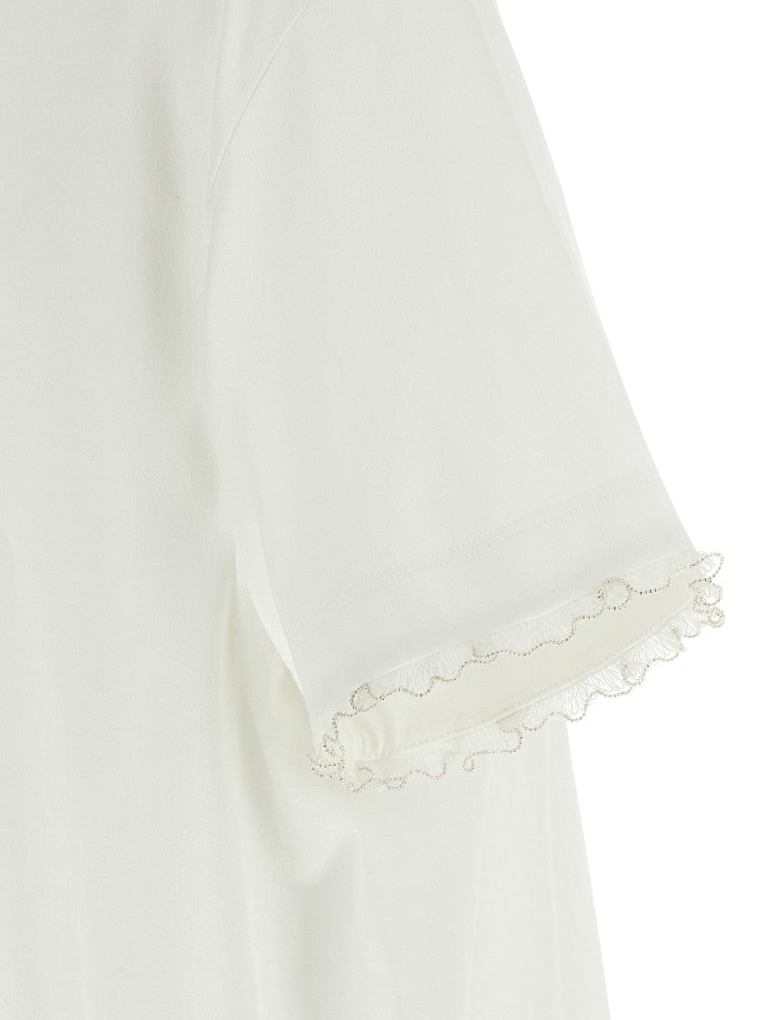 Fabiana Filippi Embellished Cotton Jersey T-Shirt With Beaded Embroidery