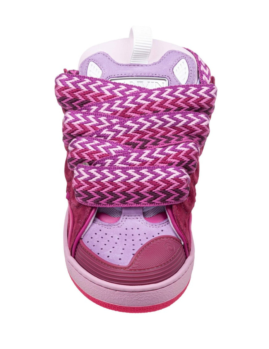 Lanvin Curb Leather And Fabric Sneakers In Lilac Color