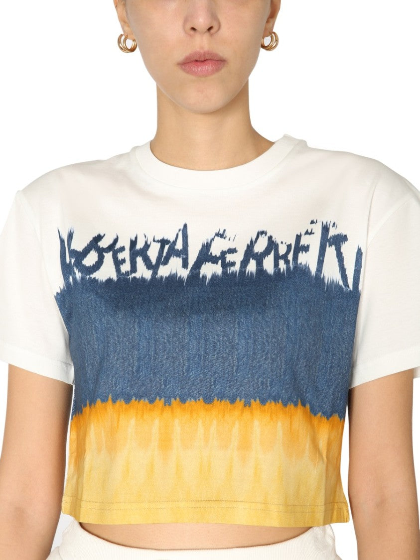 Alberta Ferretti Cropped Printed Cotton T-Shirt