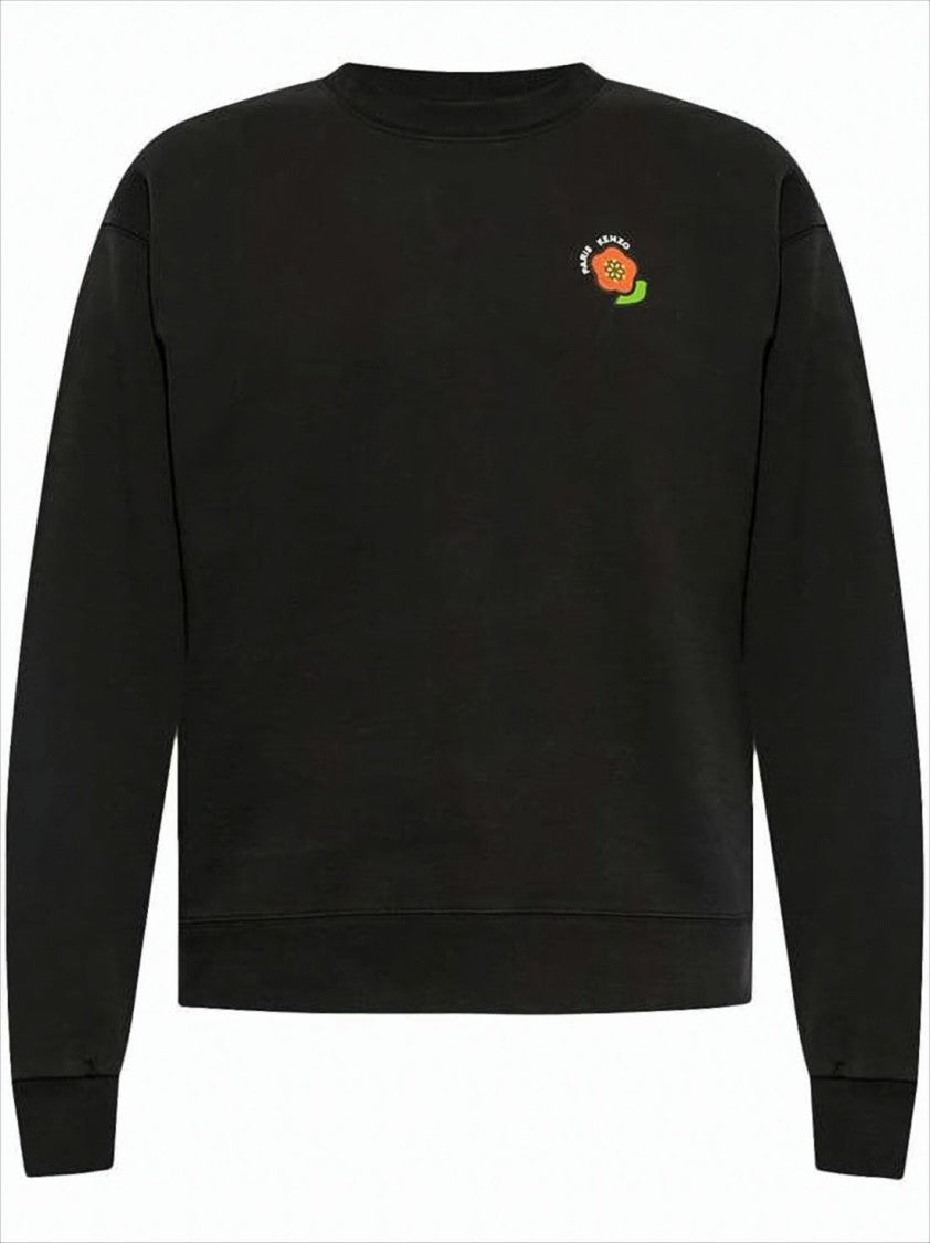 Kenzo Relaxed-Fit Black Long-Sleeve Sweatshirt With Floral Graphics
