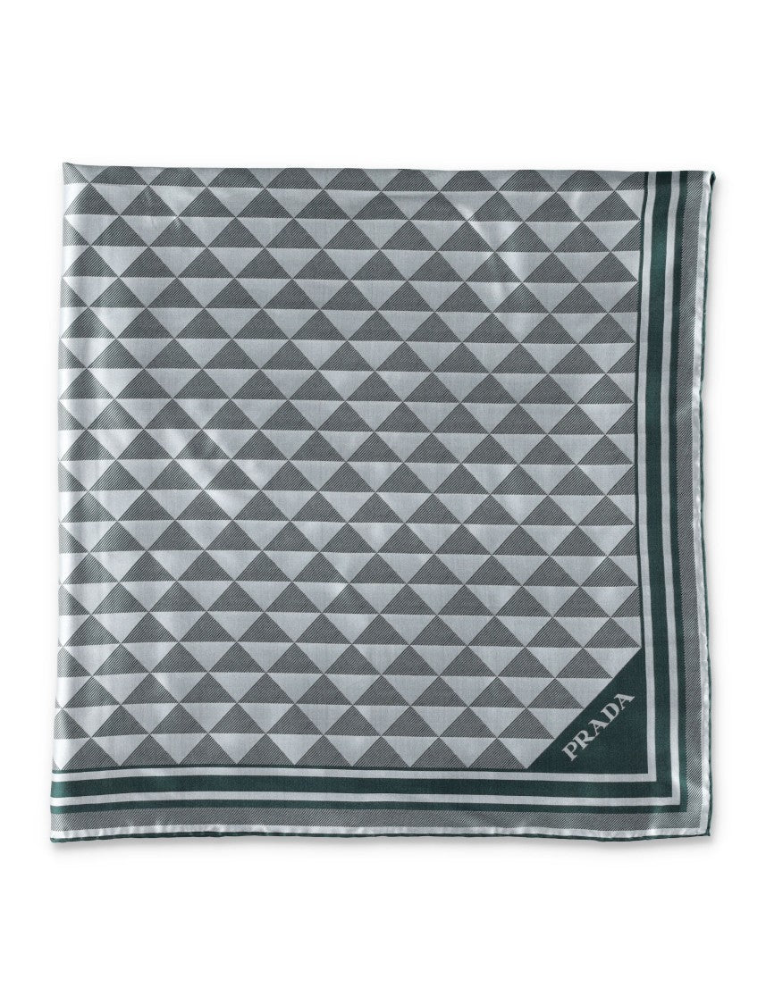 Prada Geometric Silk Square Scarf With Bold Motifs And Elegant Borders
