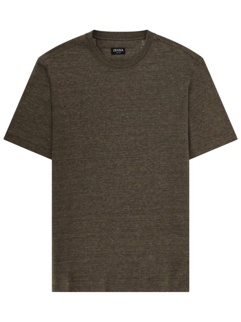 Zegna Oasi Linen Textured Crewneck T-Shirt
