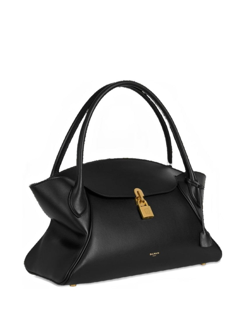 Balmain Winged Handbag With Curved Top Handle And Gold-Tone Lock