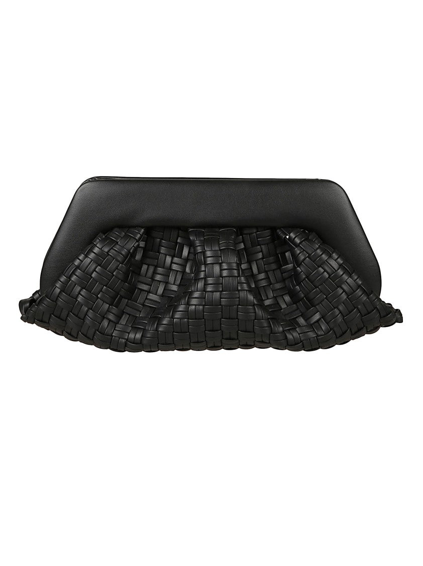 Themoirè Micro-Woven Clutch Bag With Structured Top Frame