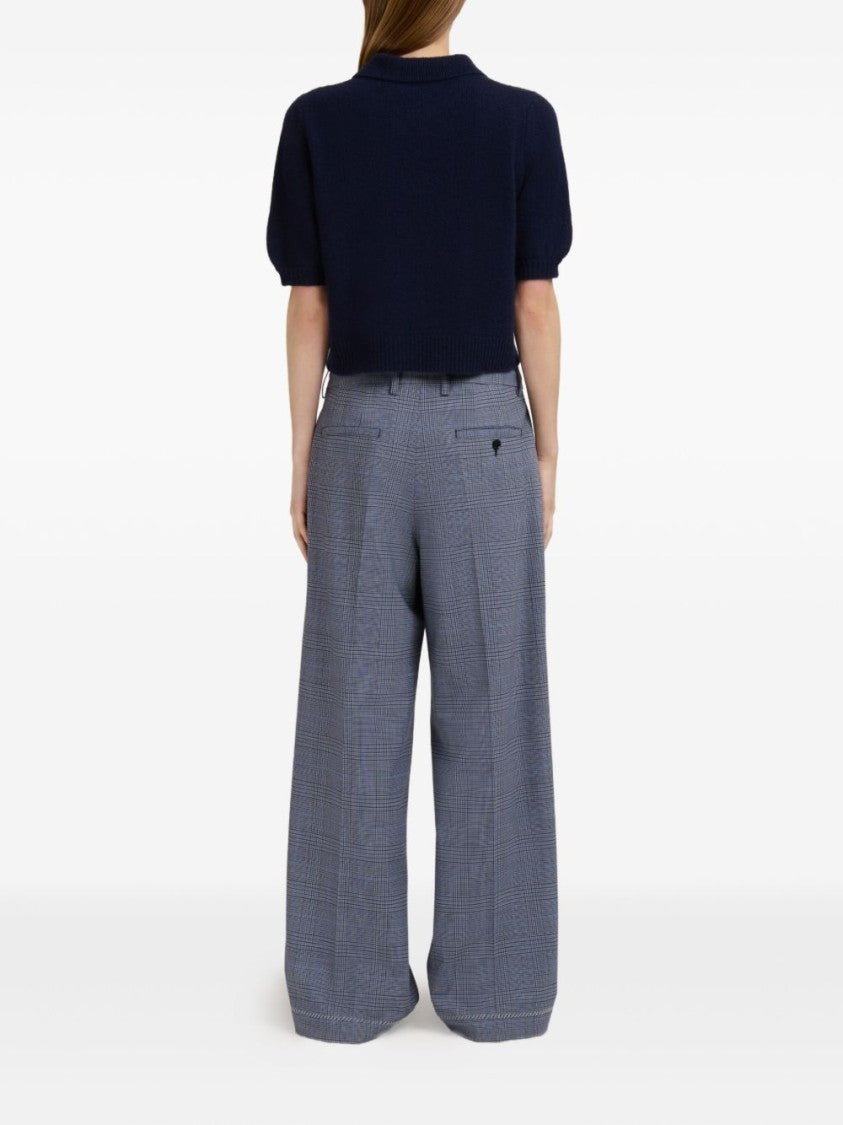 Marni Checked Wide-Leg Trousers With Front Pleats And Concealed Zip