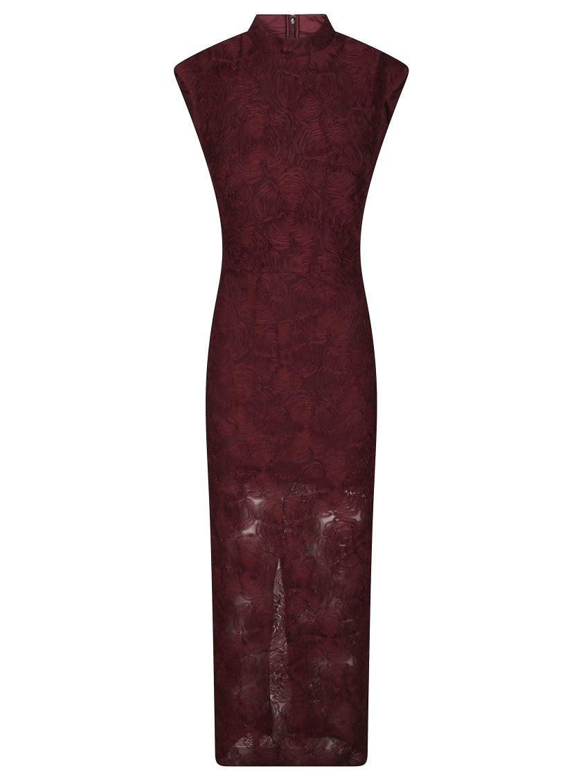 Rotate Flower Mesh Floral High Neck Maxi Dress