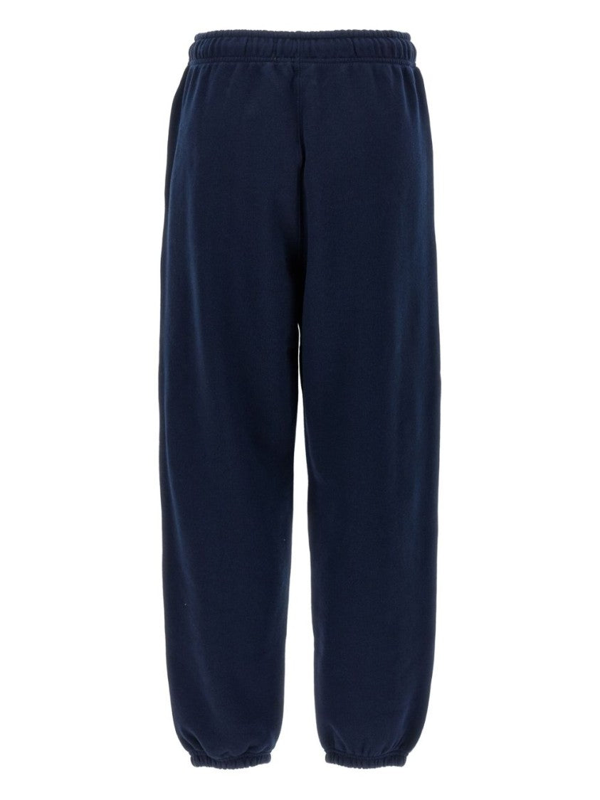 Polo Ralph Lauren Navy Blue Cotton Blend Trousers With Signature Embroidery