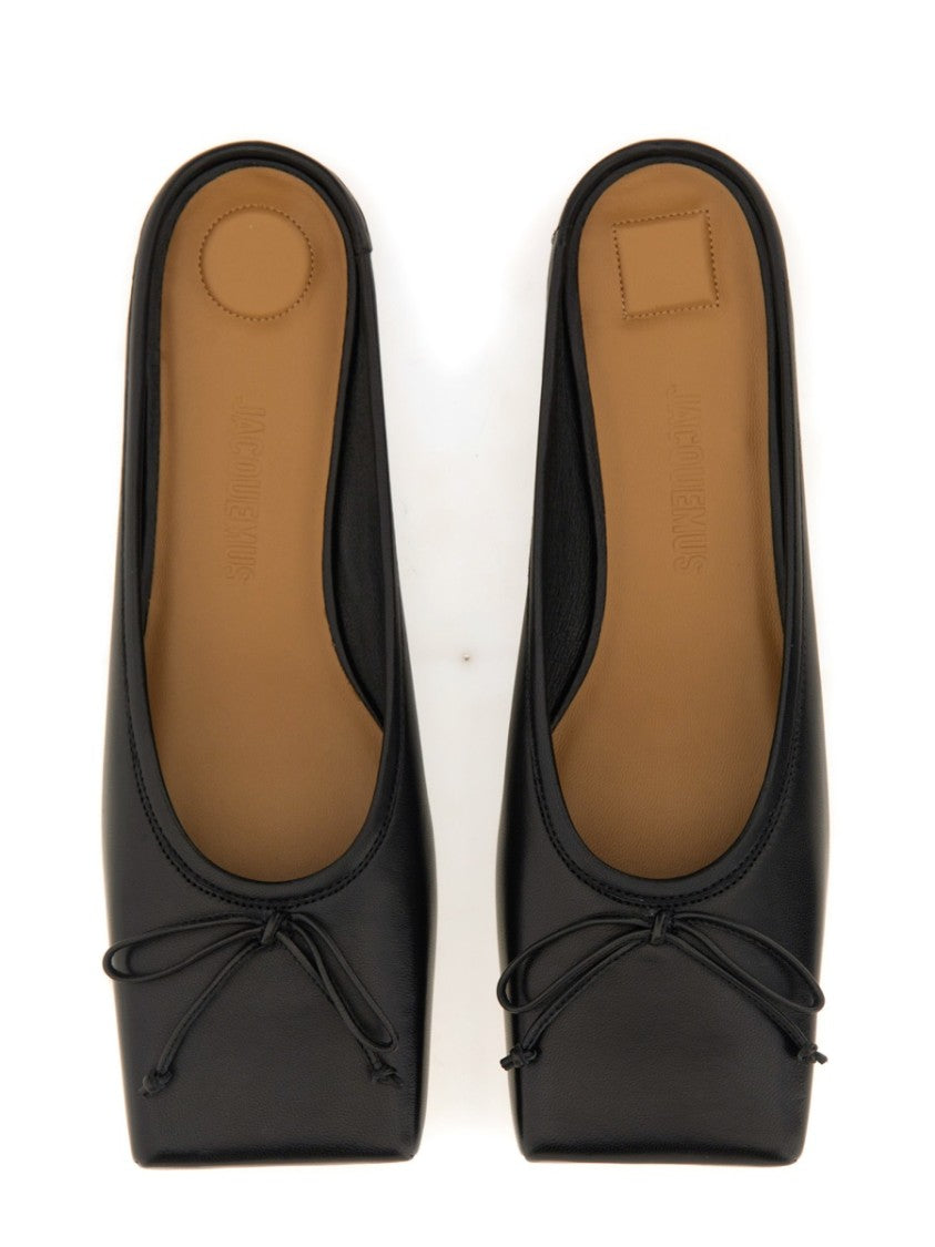 Jacquemus Black Lambskin Mules With Bow Detail