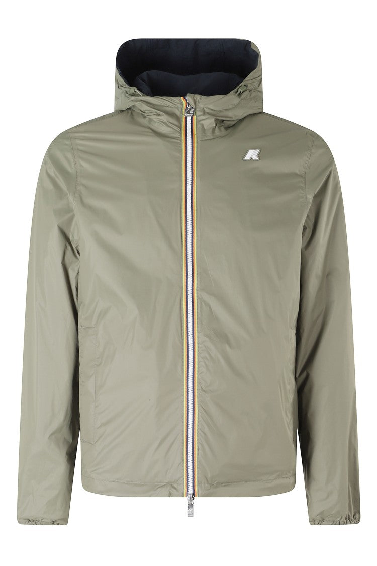K-Way Blue Green Jake Reversible Hooded Nylon Jacket