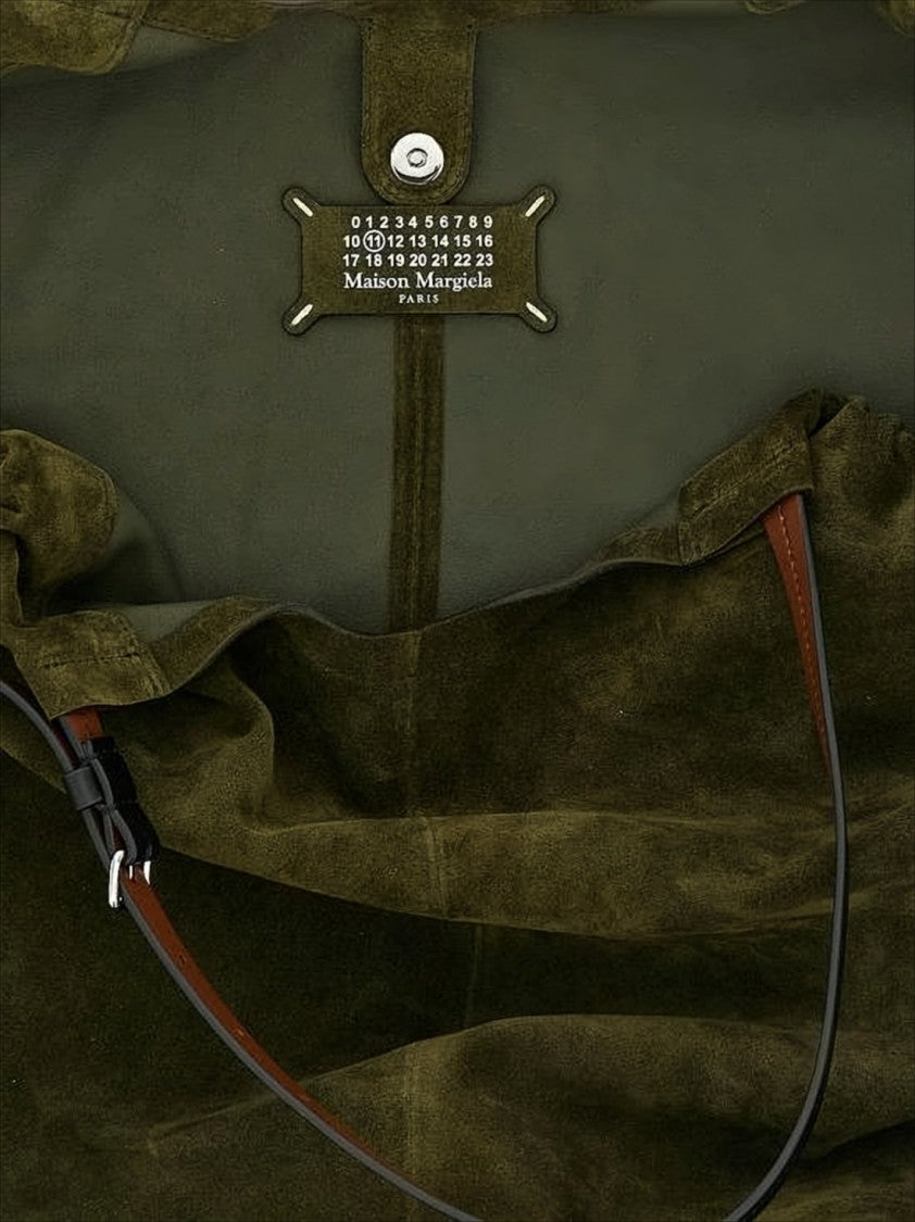 Maison Margiela Spacious Green Suede Shoulder Bag