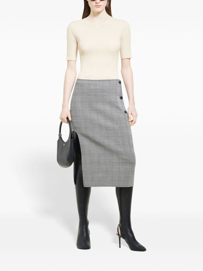 Courrèges Knitted Off-White Cotton-Merino Wool Sweater
