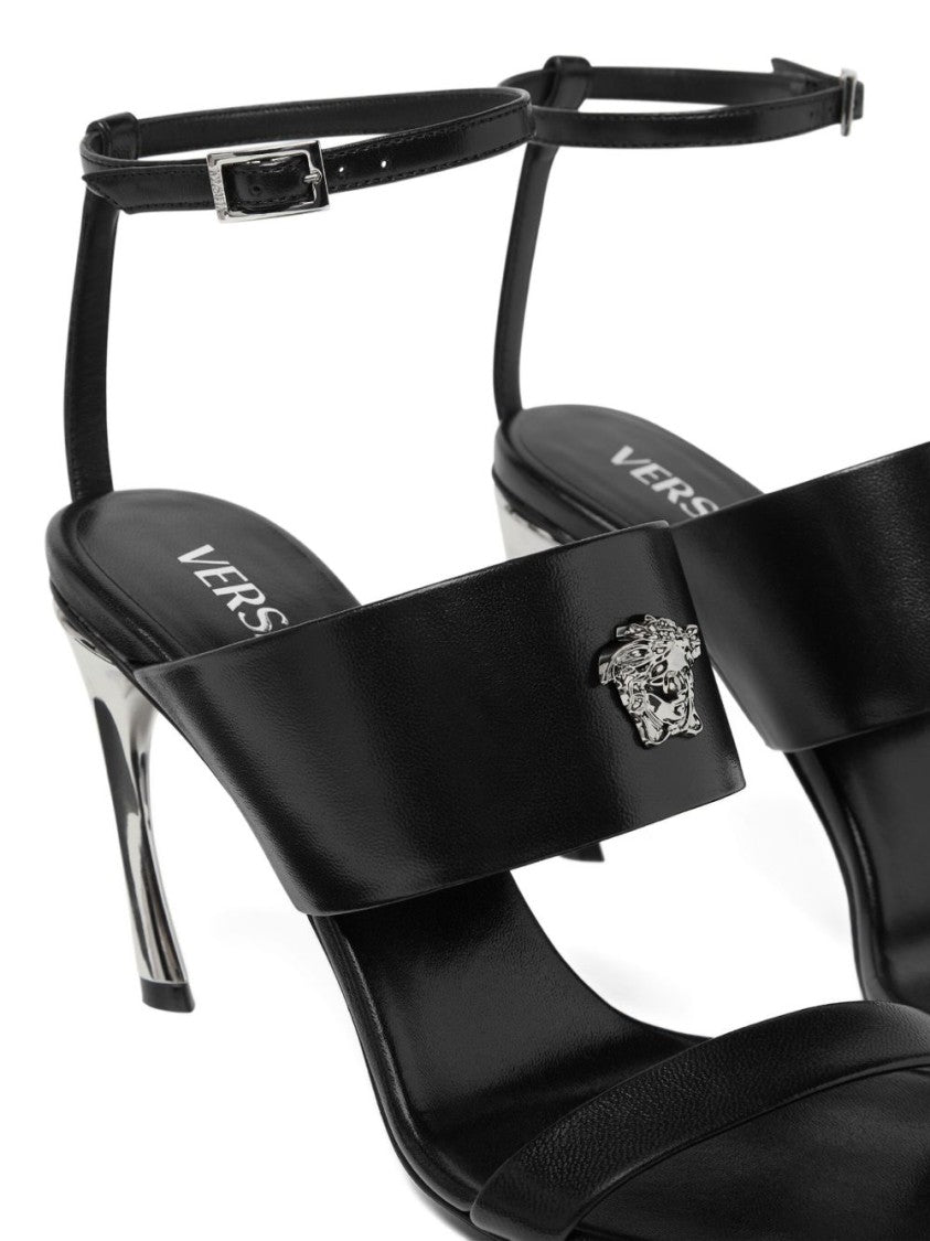 Versace Black Calf Leather Sandals