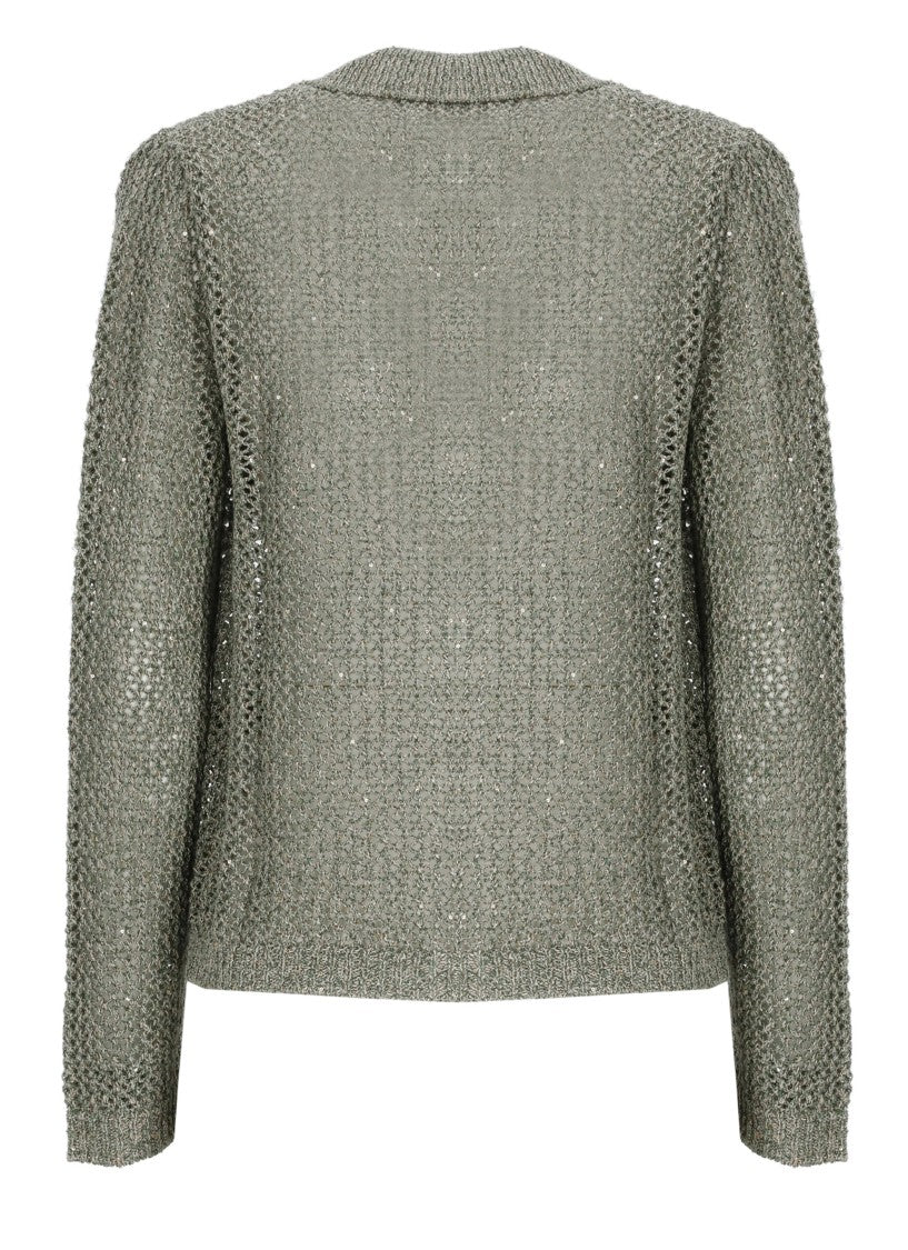 Kangra Green Cotton Sequined Single Breasted Blazer