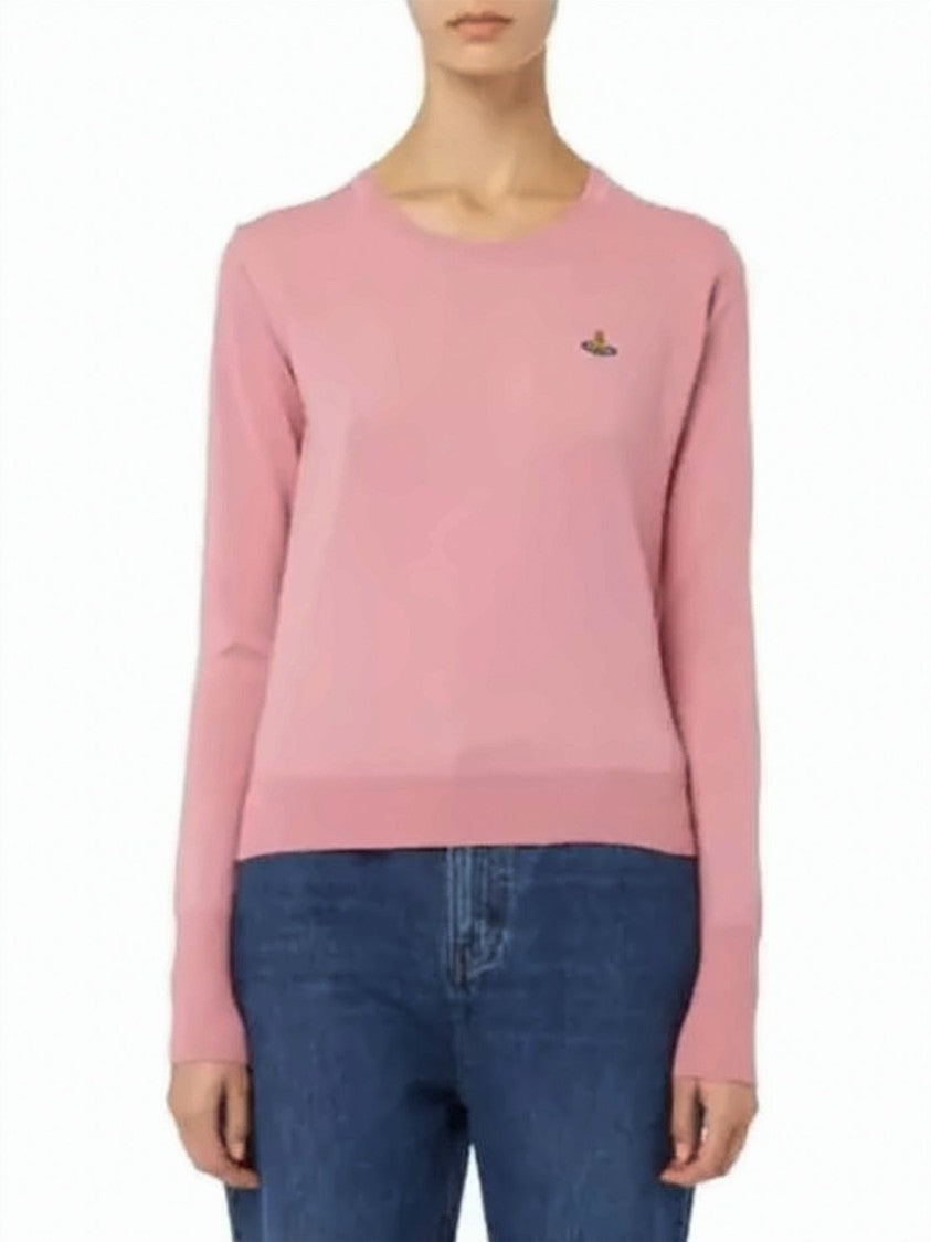 Vivienne Westwood Fitted Round-Neck Wool Sweater With Embroidered Emblem