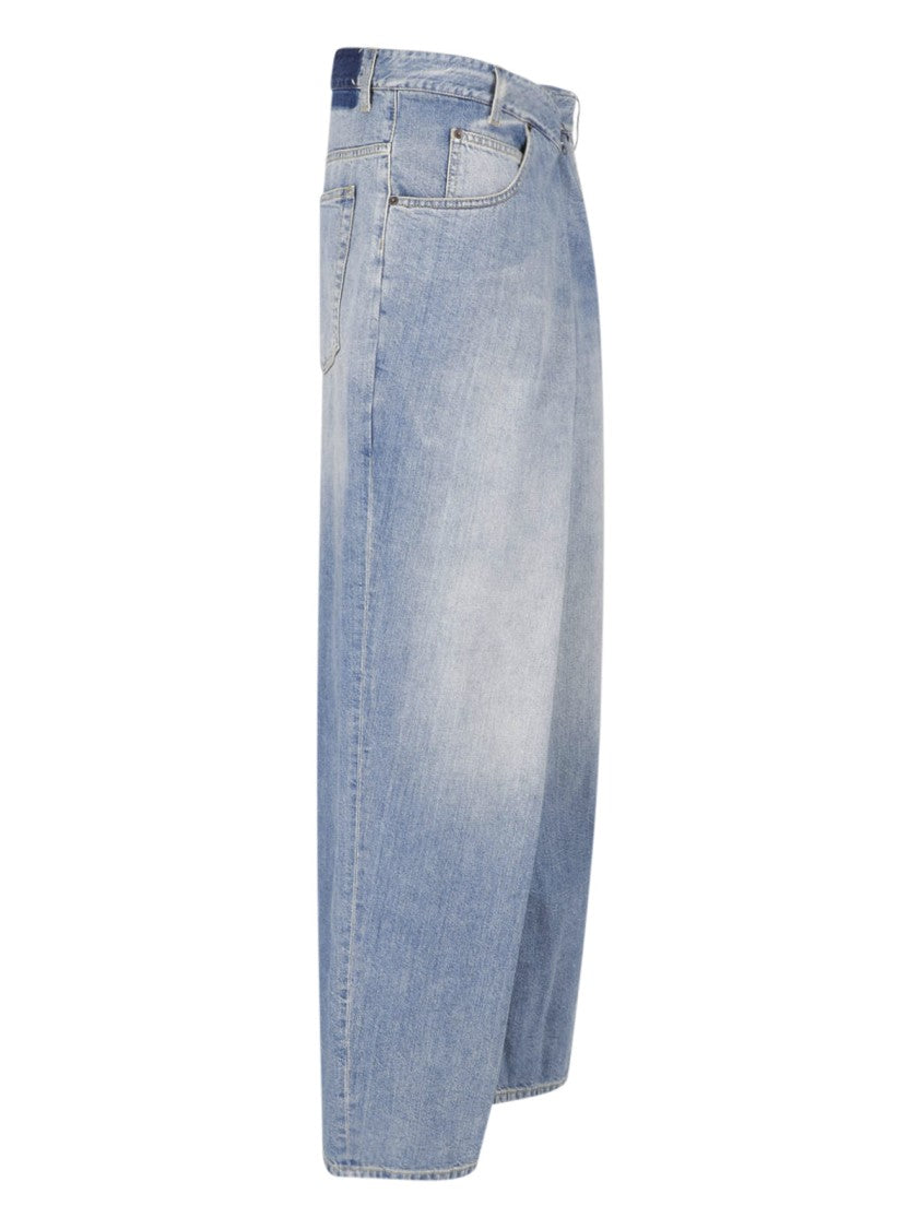 Maison Margiela Asymmetrical Light Blue Denim Wide Leg Jeans