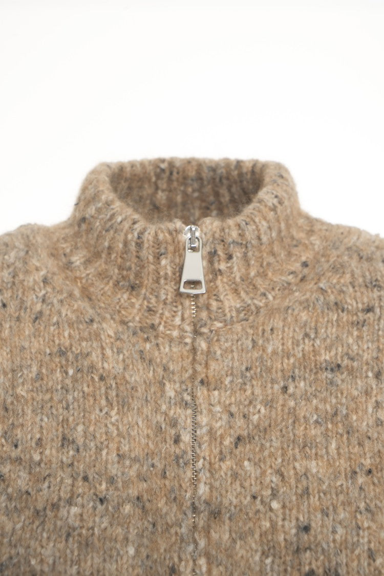 Mvm Textured Knit Cardigan With Double-Zip Closure