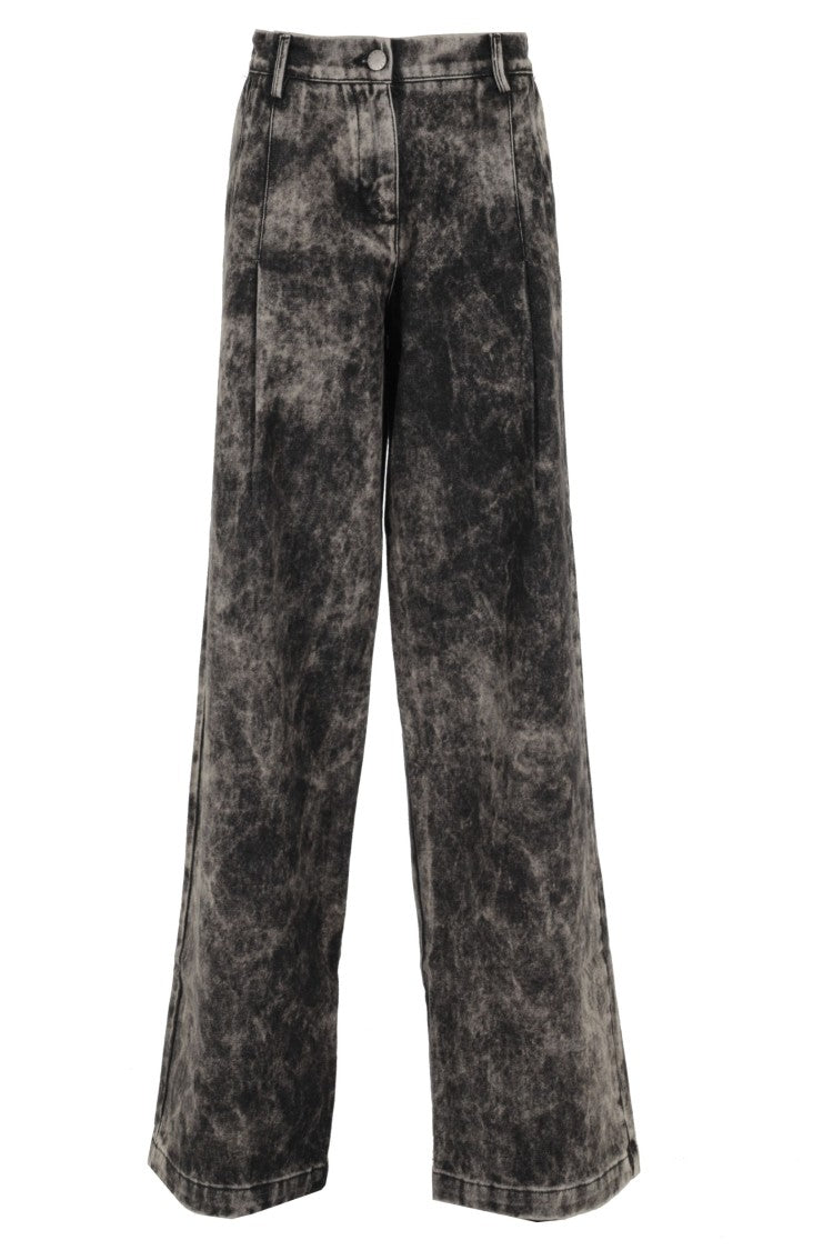 Federica Tosi Wide-Leg Jeans In Cloudy Gray With Contrast Stitching