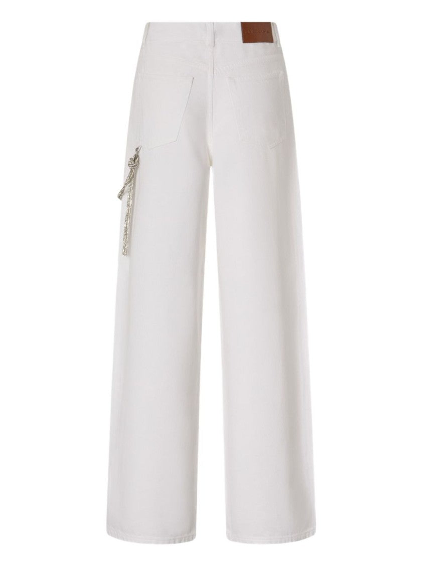Pinko Relaxed Fit White Jeans With Side Chain Detailing