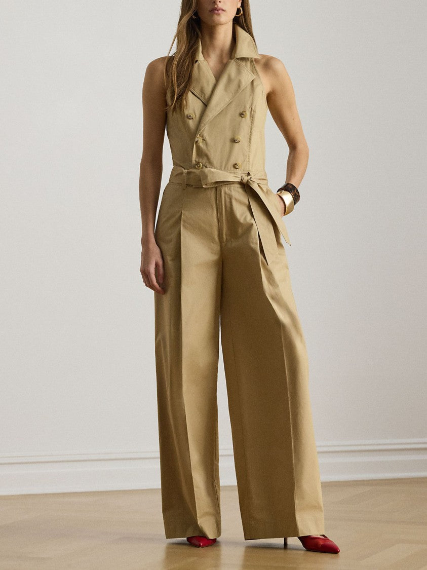 Lauren Ralph Lauren Neutral Tailored Double-Breasted Jumpsuit