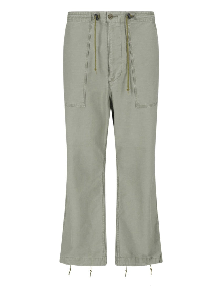 Needles Green String Fatigue Straight Cotton Trousers