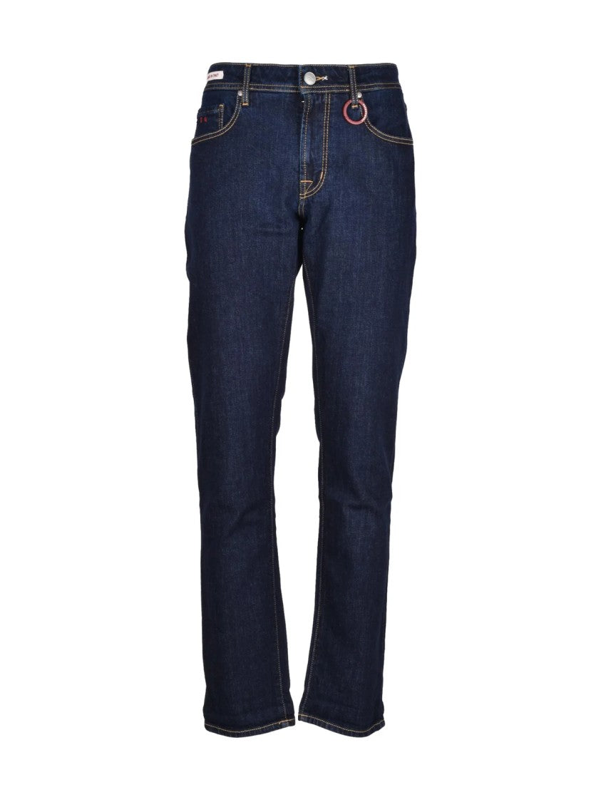 Tramarossa Tailored Slim Fit Denim With Contrast Stitching And Leather Patch