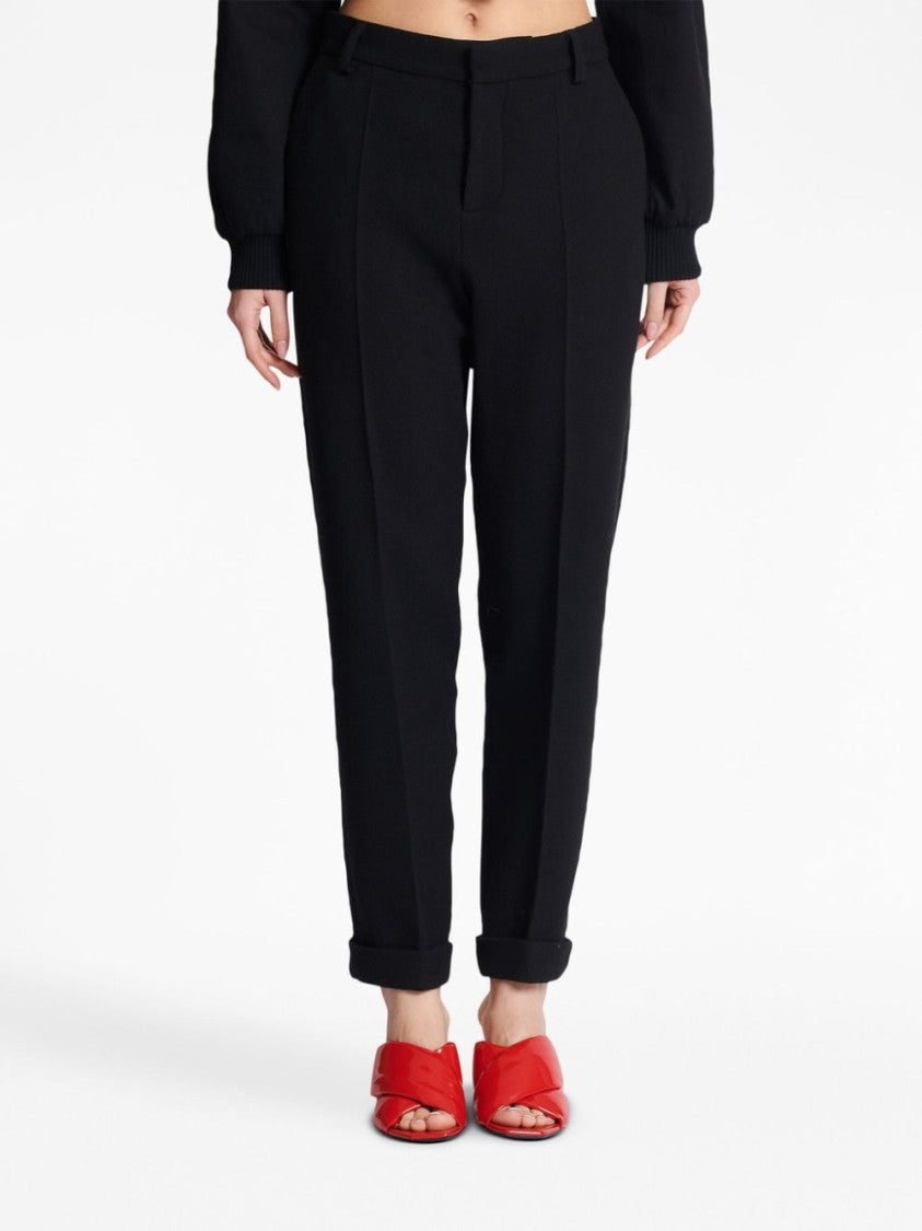 Balmain High-Waisted Tapered-Leg Trousers With Cuffed Hems