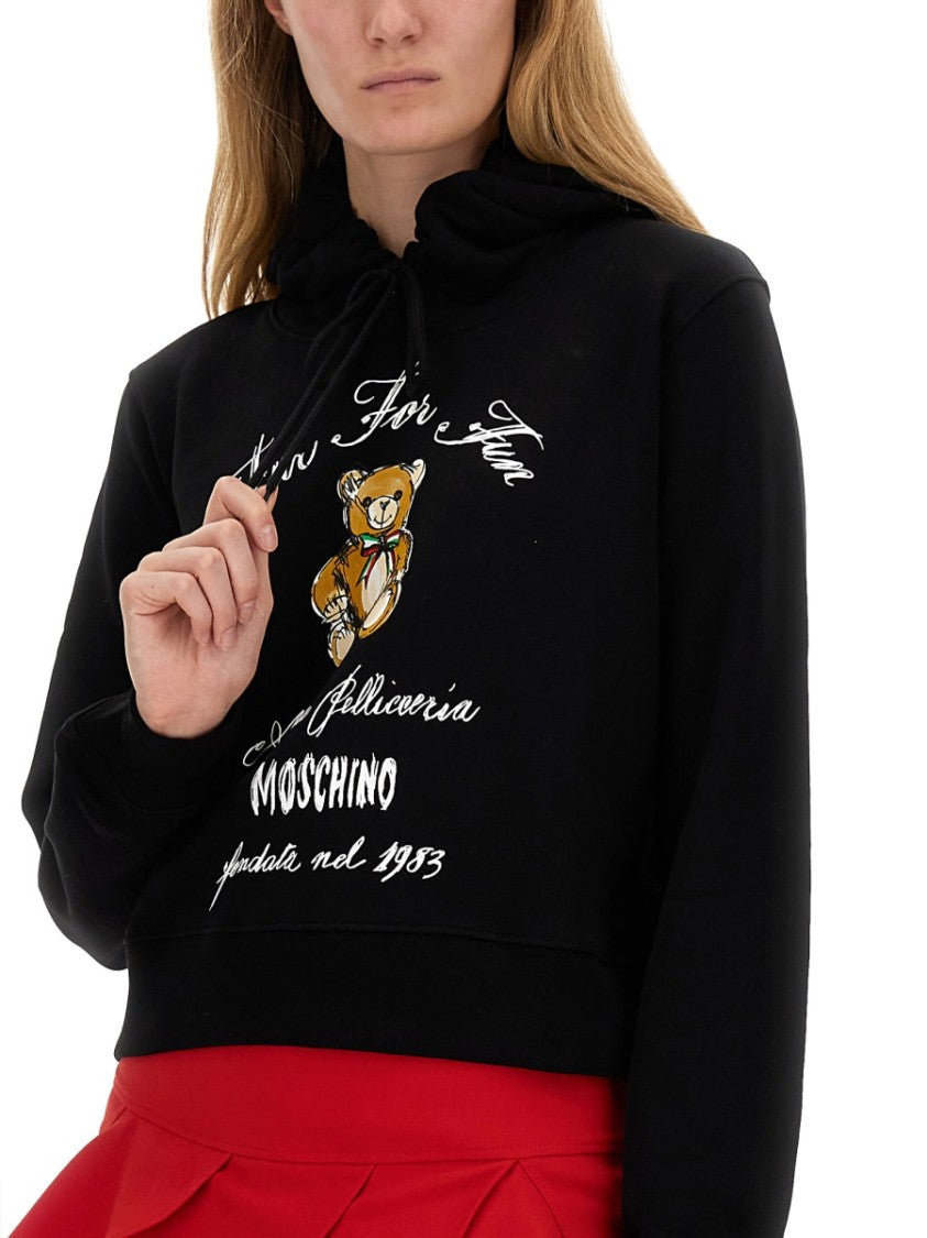 Moschino Cropped Black Sweatshirt