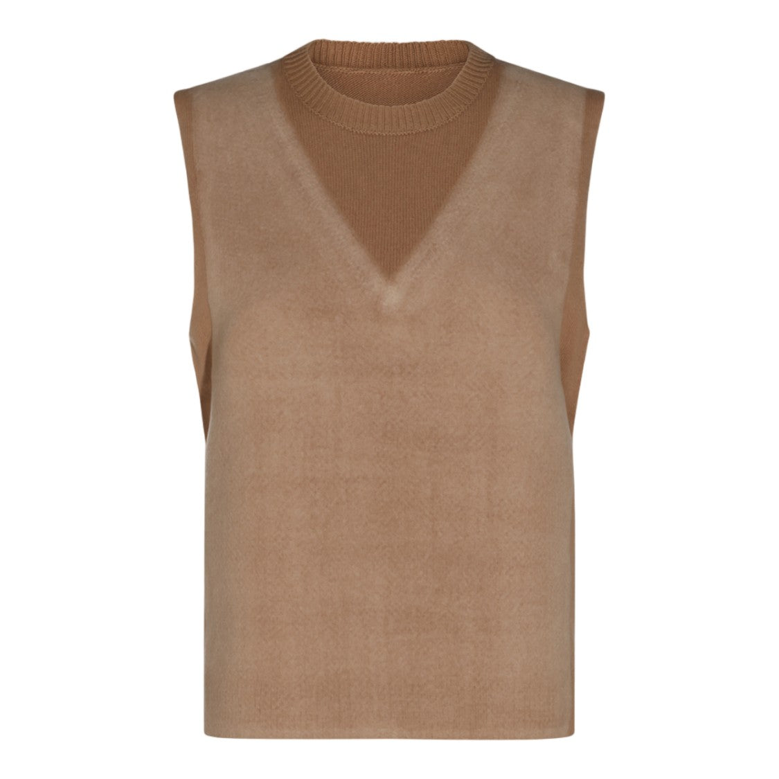 Maison Margiela Sleeveless Sweater With Tonal V-Pattern And Boxy Fit