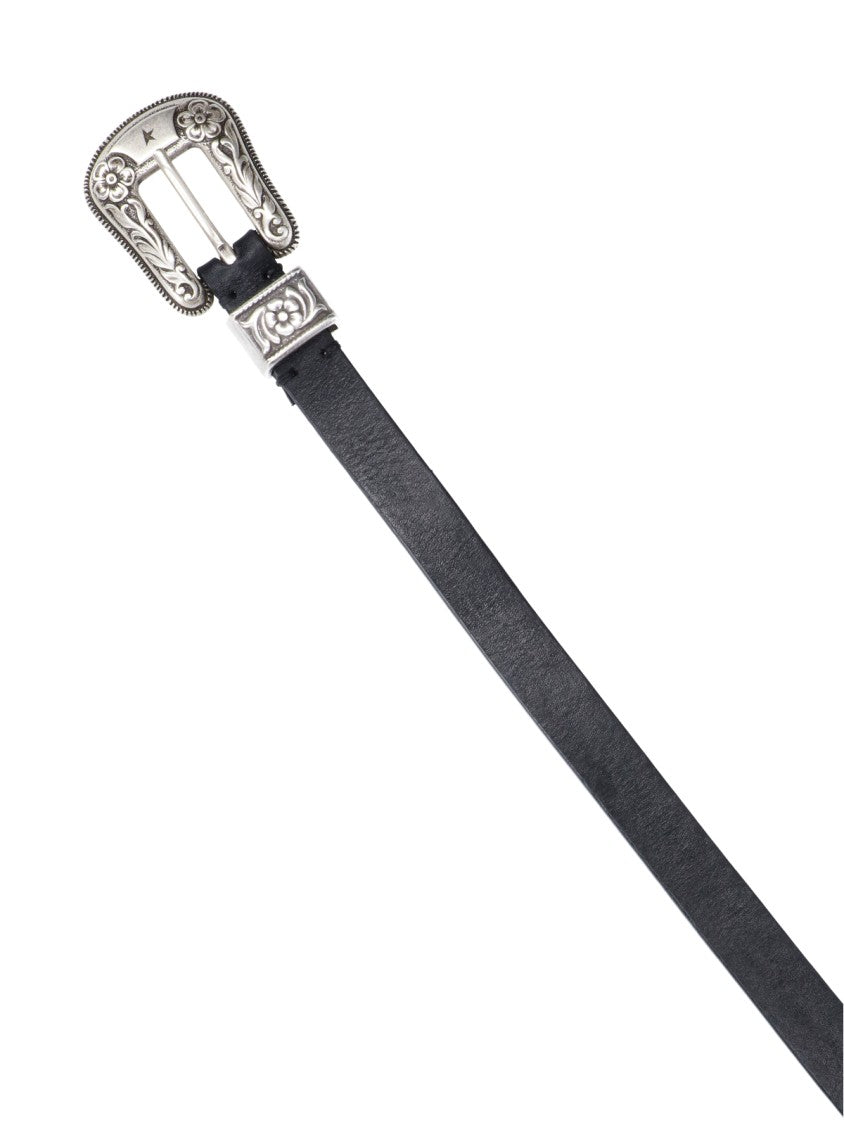 Golden Goose Black Western Buckle Leather Belt