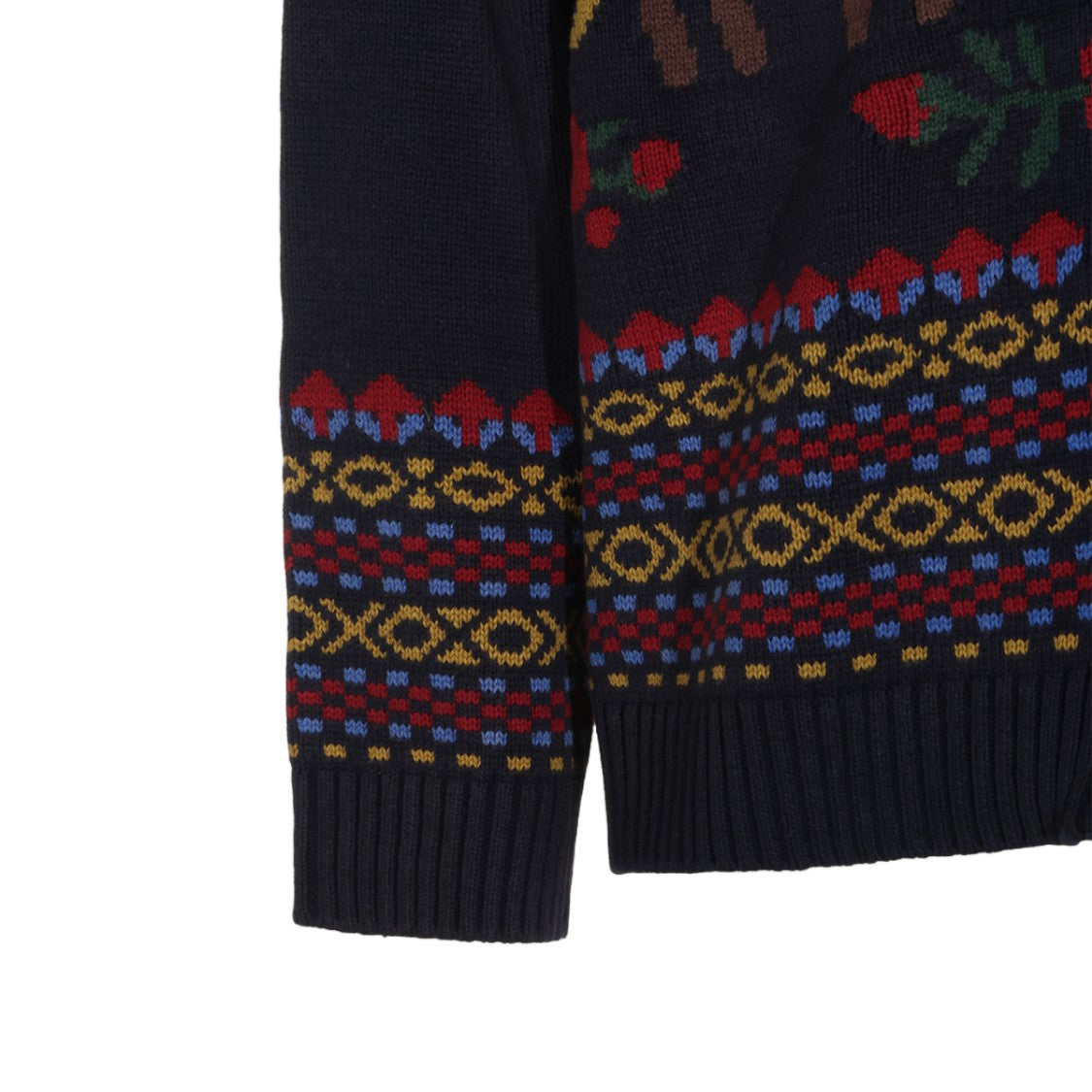 Found Full-Zip Sweater With Horses And Floral Motifs