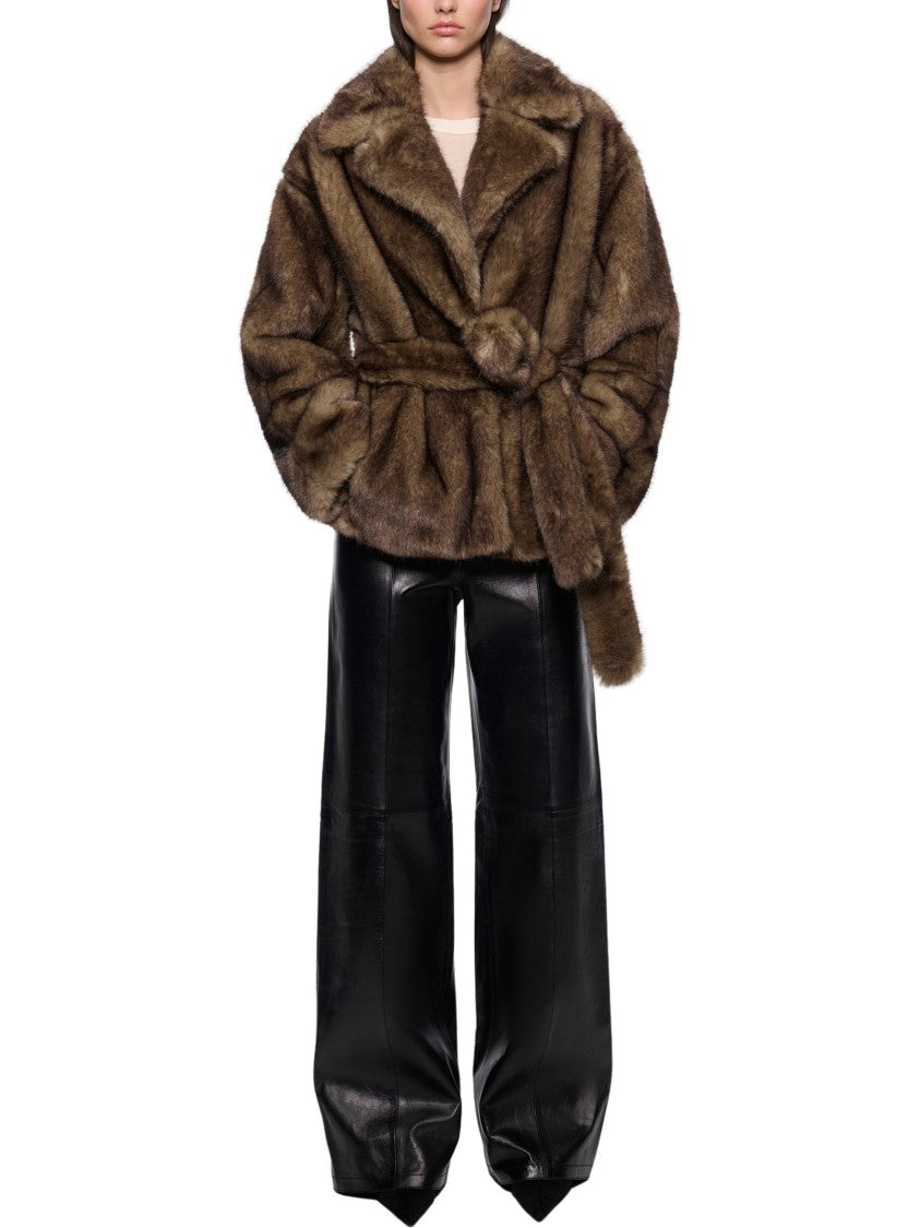 Stand Studio Mid-Length Faux Fur Silena Jacket With Wide Lapel