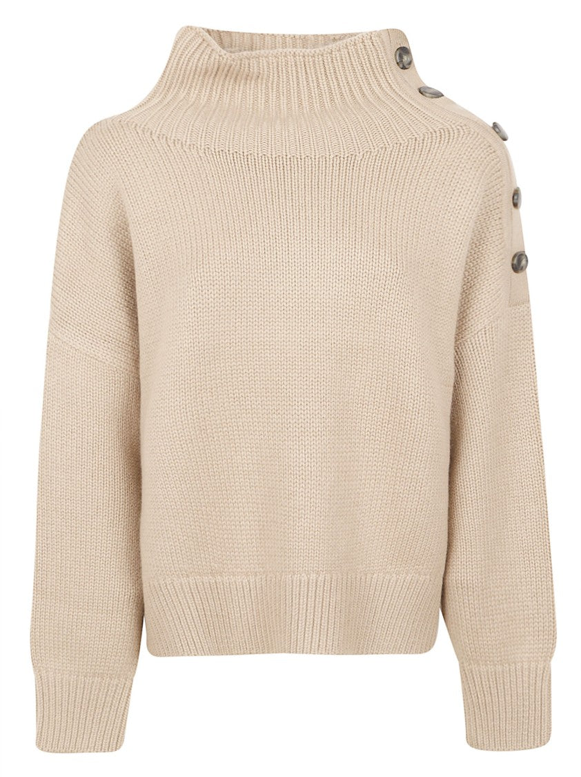 Yves Salomon Chunky Knit Sweater With Marbled Button Detail For Women