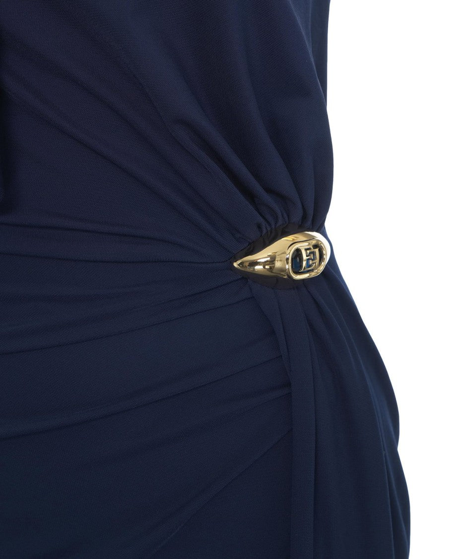 Elisabetta Franchi Asymmetrical Evening Dress In Jersey