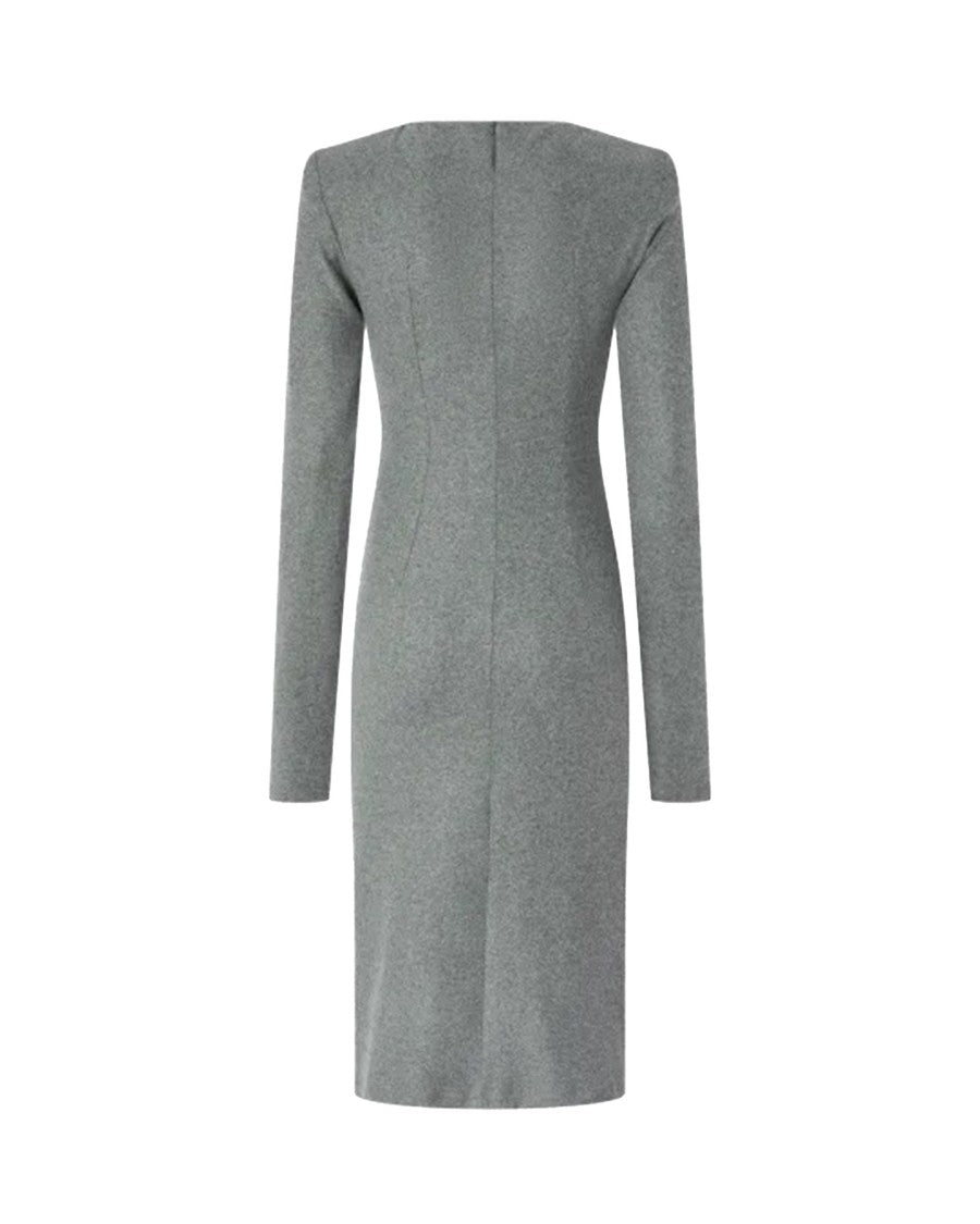 Pinko Fitted Midi Dress With Drape In Gray