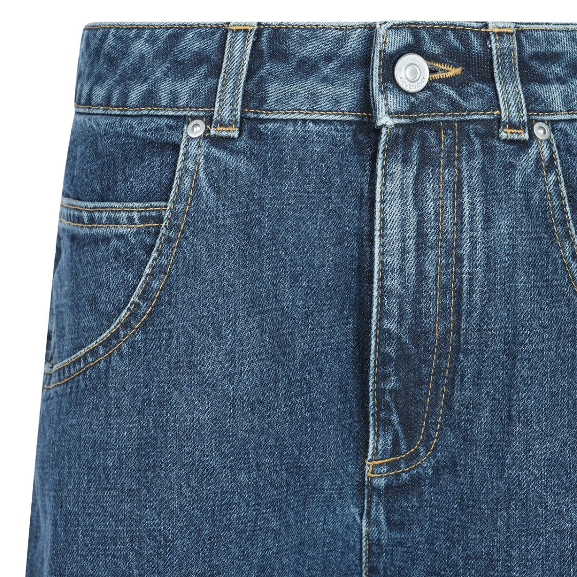 Givenchy Knee-Length Dark Blue Denim Jeans With Wide-Leg Silhouette