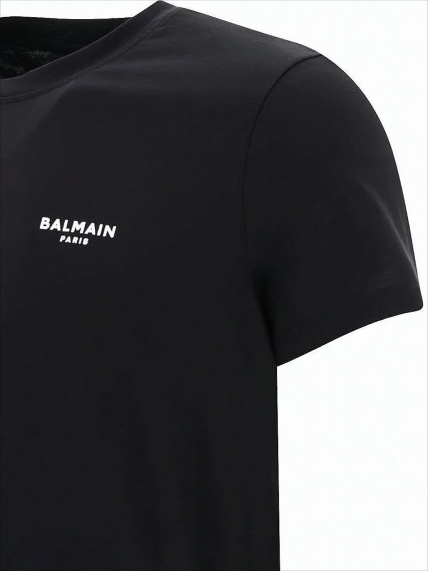 Balmain Minimalist Black Crew Neck T-Shirt With Logo Detail