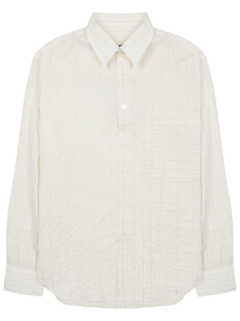 Costumein Beige Lightweight Shirt With Subtle Vertical Stripes
