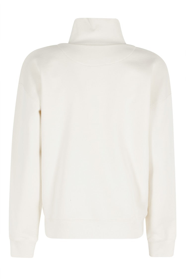 Maison Kitsuné Cream Baby Fox Half-Zip Front-Embroidered Cotton Sweatshirt