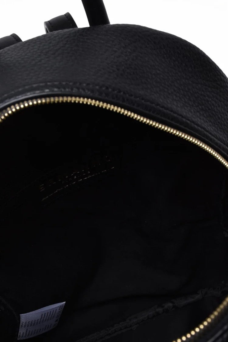 Ermanno Firenze Black Polyurethane Backpack