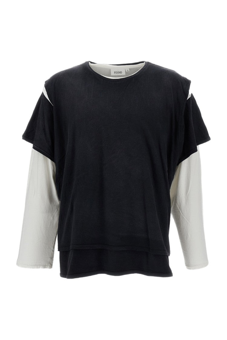 Found White / Black Triple Layer Multi-Layered Cotton T-Shirt