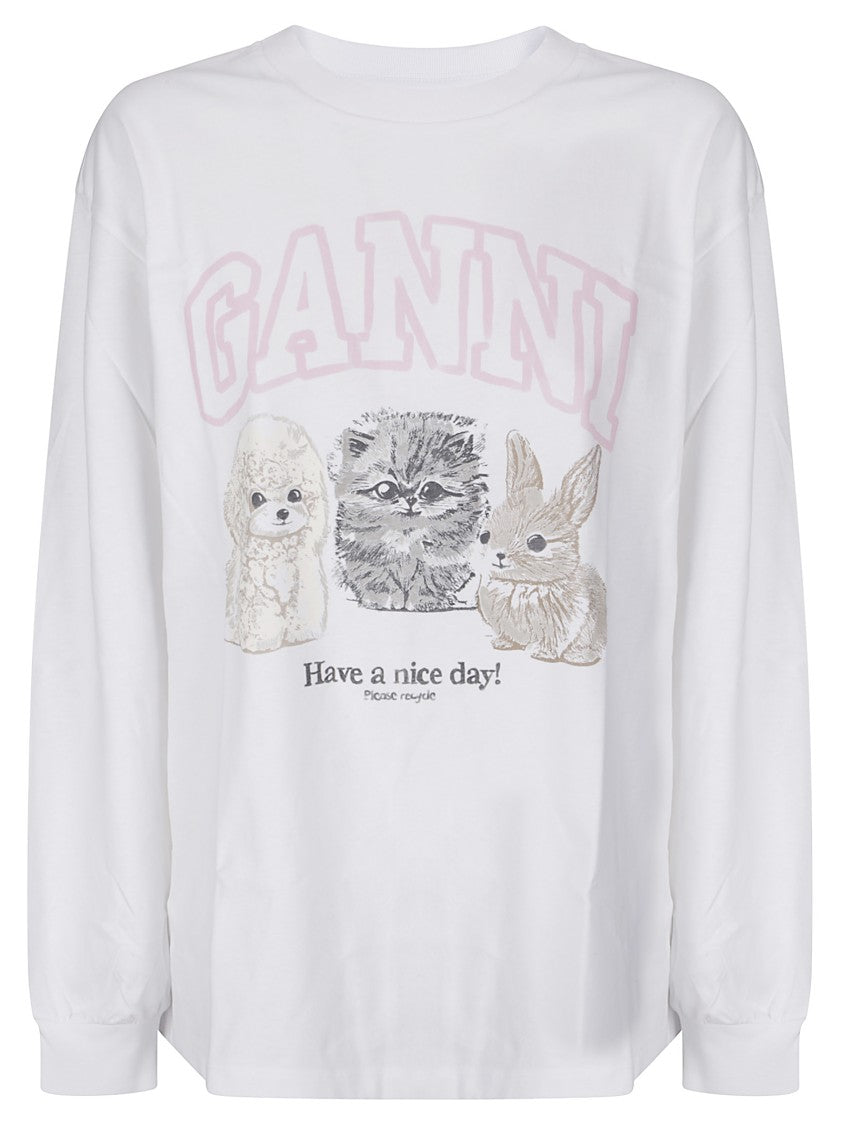 Ganni Oversized Long-Sleeve T-Shirt