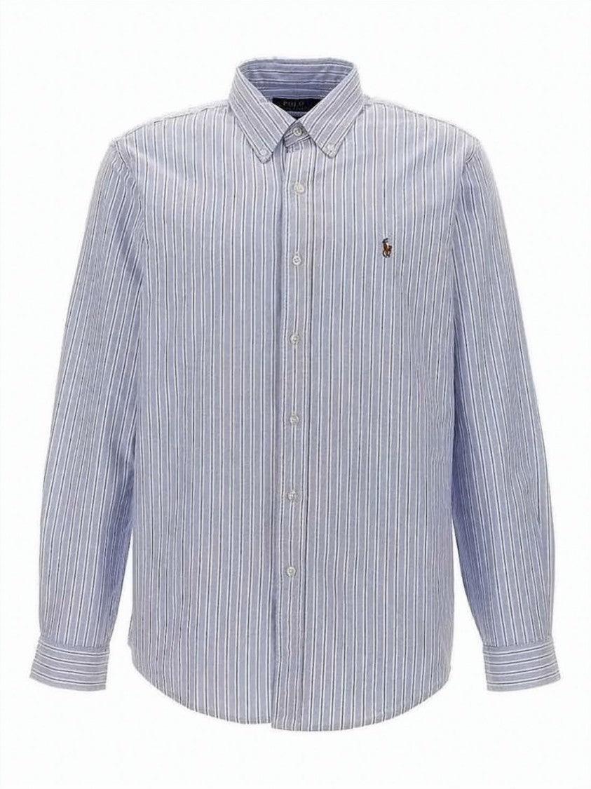 Polo Ralph Lauren Light Blue Striped Oxford Shirt With Embroidered Logo