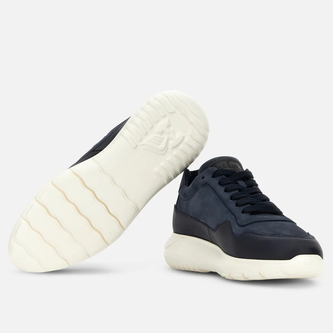 Hogan Blue Leather Low-Top Sneakers With Textured Sole