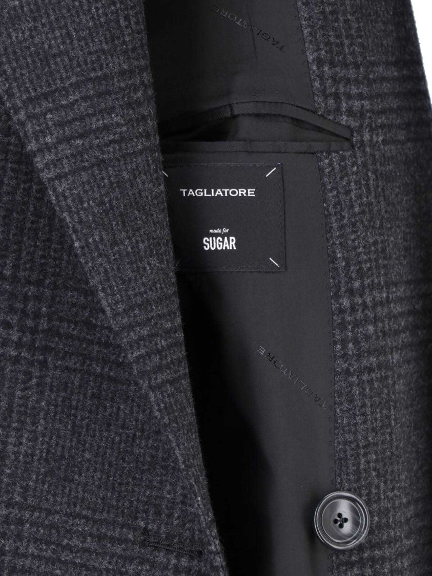 Tagliatore Dark Grey Double-Breasted Virgin Wool Coat