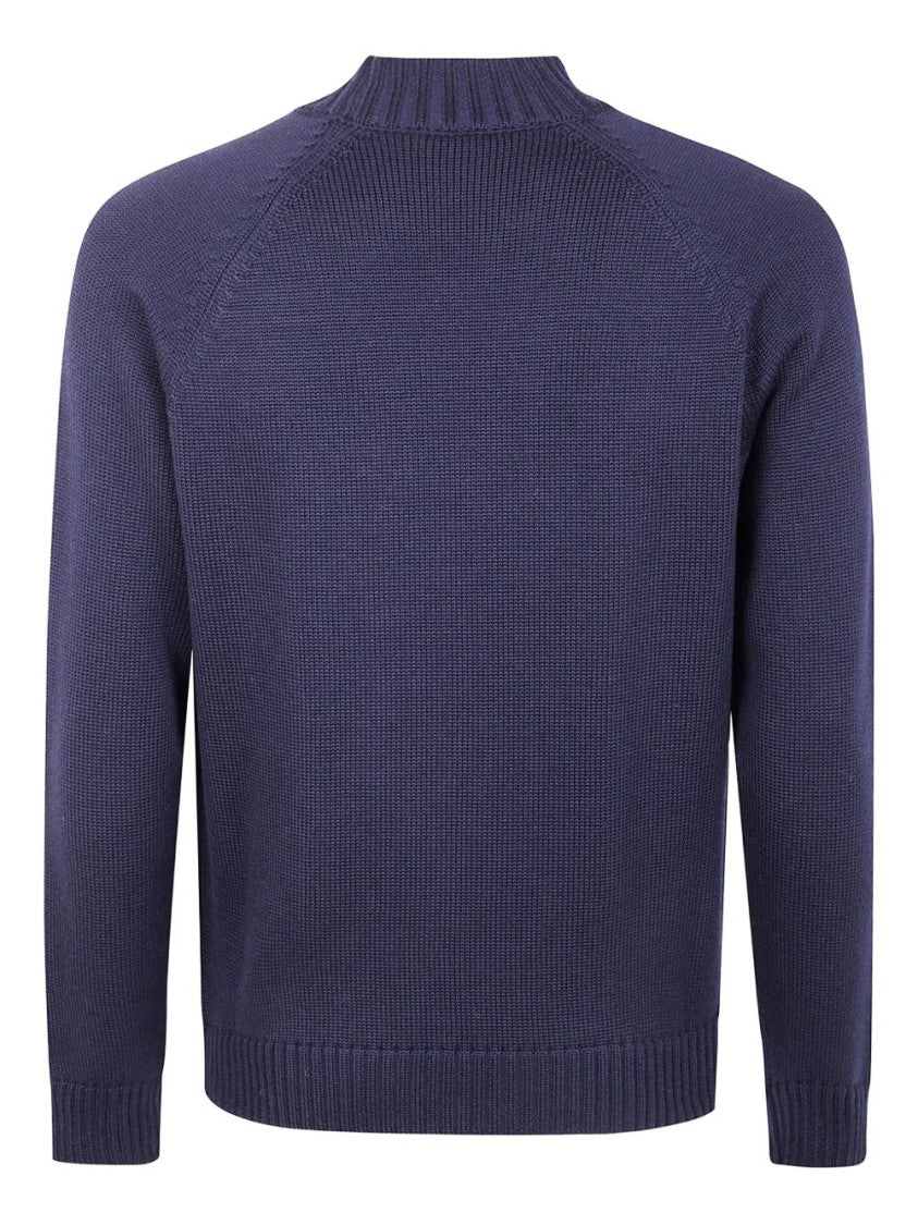 Zanone Boxy Crew Neck Sweater With Ribbed Detailing