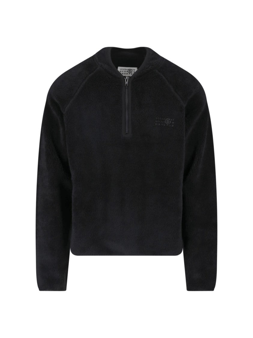Mm6 By Maison Margiela Black Fabric Teddy Zip Sweatshirt