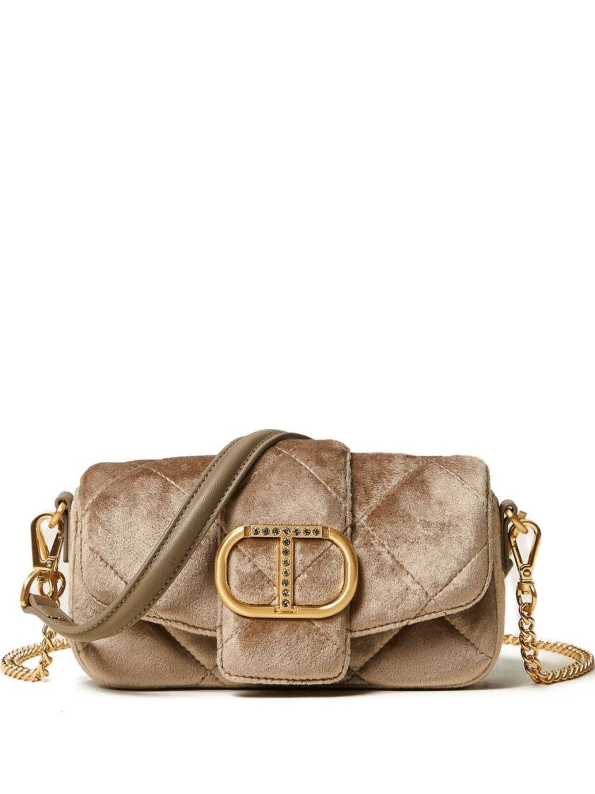 Twin-Set Quilted Bag With Gold-Tone Buckle Closure And Chain Strap