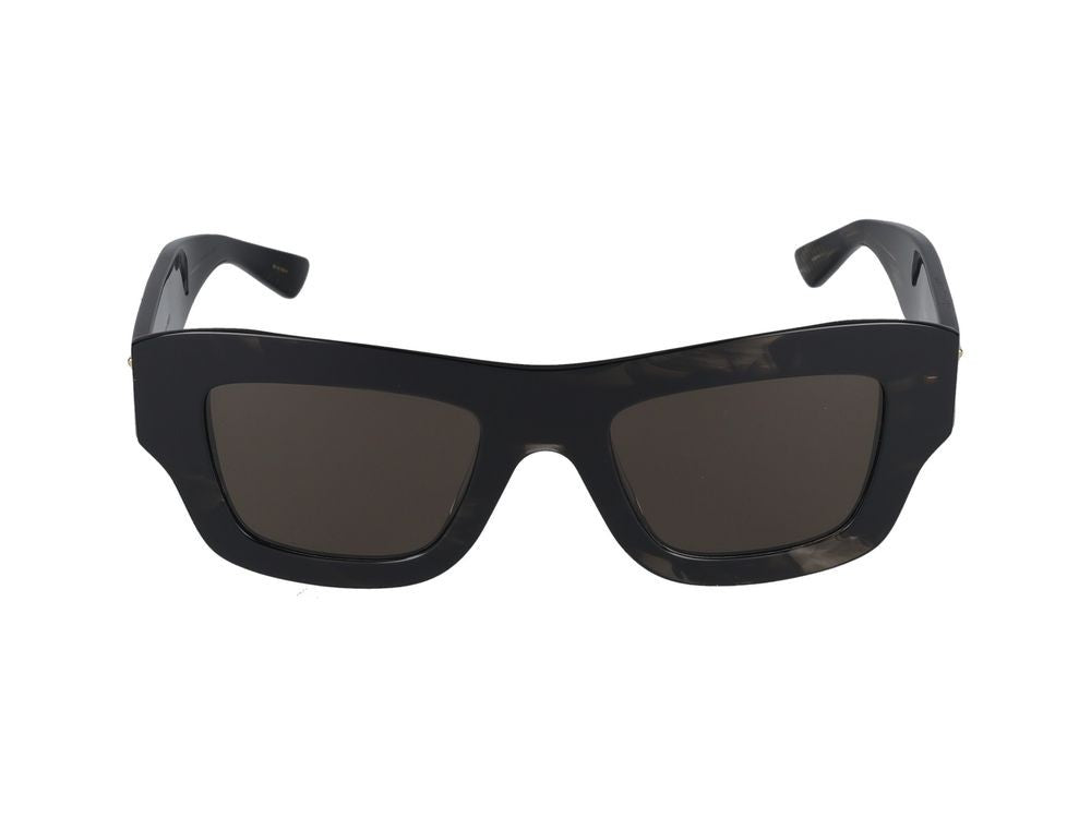 Bottega Veneta Black Gold Accents Oversized Square Frame Sunglasses