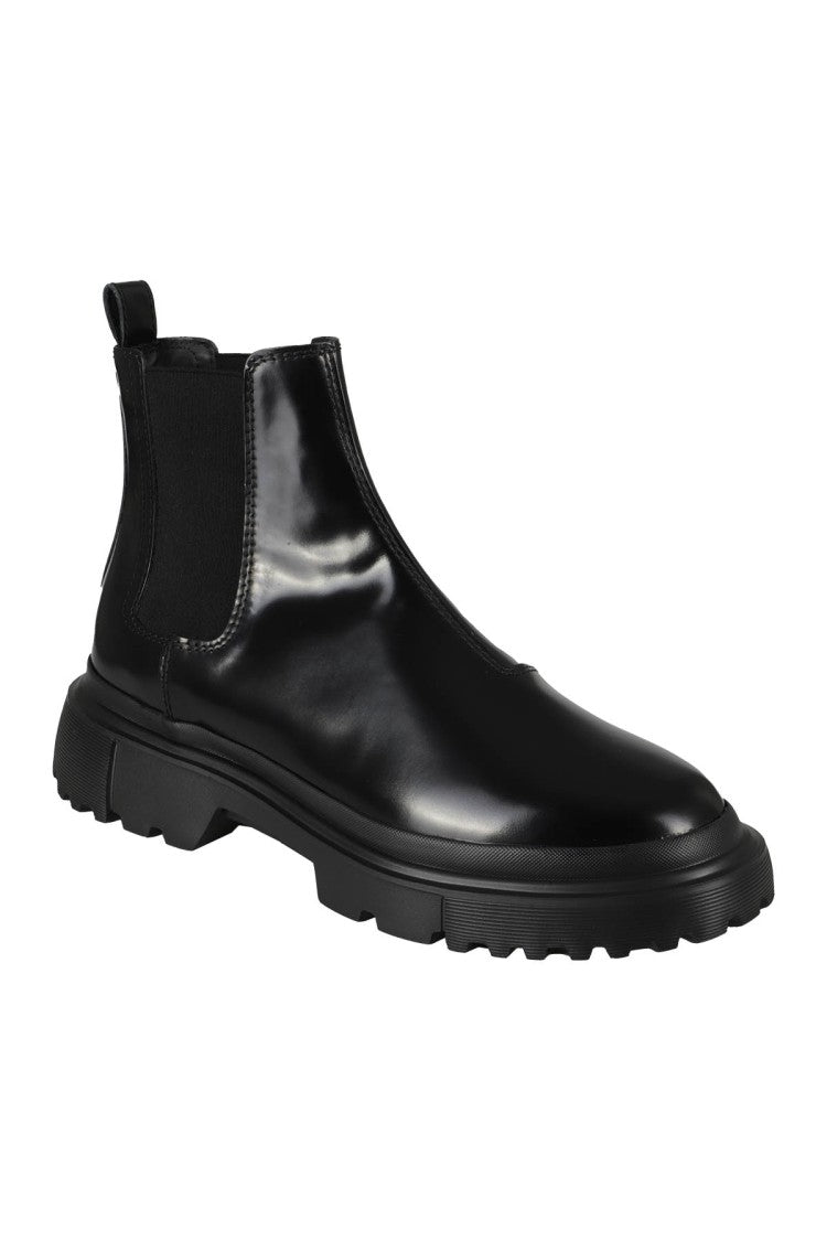 Hogan H629 Chelsea Black Glossy Leather Ankle Boot
